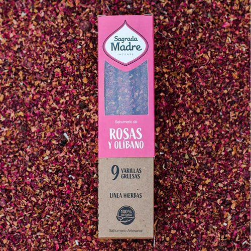 incienso hierbas rosas y olibano de sagrada madre