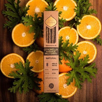 incienso natural de citronela, naranja y palo santo sagrada madre