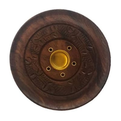 porta incienso circular en madera