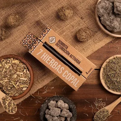 bombita defumacion activada 7 hierbas - copal de sagrada madre X 4
