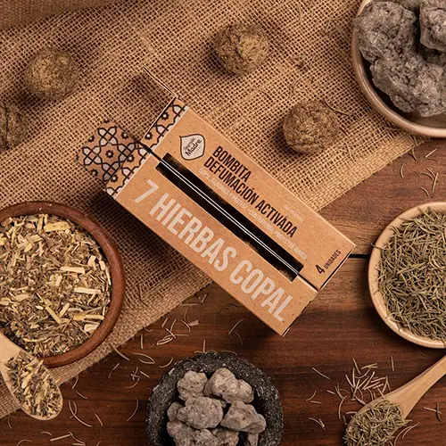 bombita defumacion activada 7 hierbas - copal de sagrada madre X 4