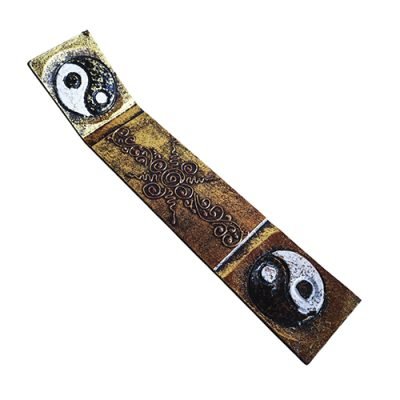 tabla quemador incienso yin y yang dorado