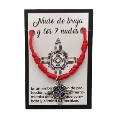 Pulsera Nudo de Bruja y 7 nudos roja